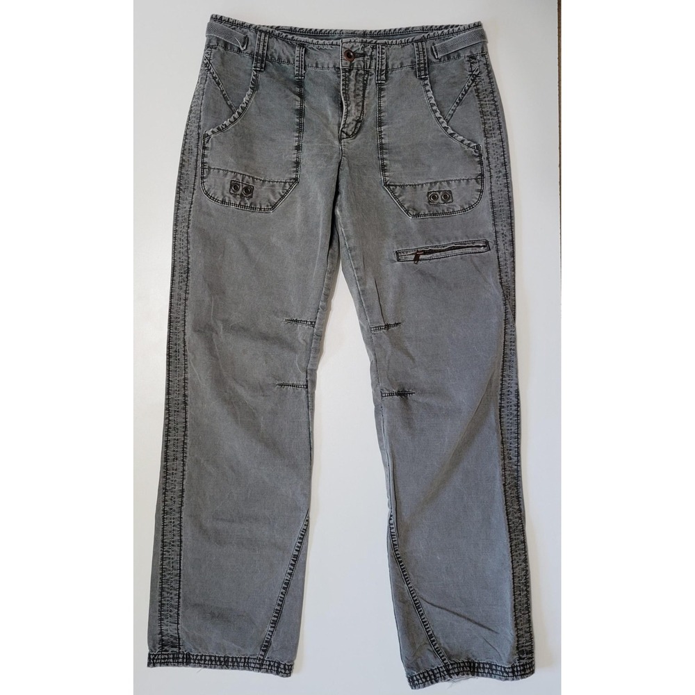 Free People Gray Washed Utility Cargo Pants
